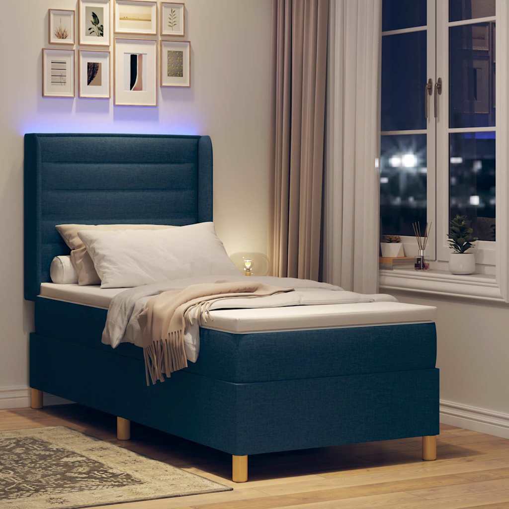 vidaXL Κρεβάτι με ελατήρια με κεφαλάρι Μπλε 80 x 200 cm ύφασμα