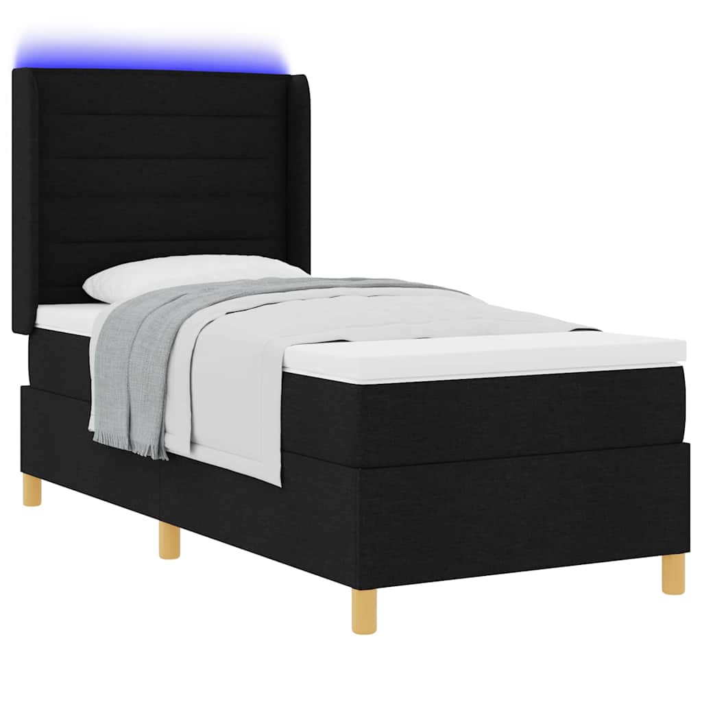 vidaXL Κρεβάτι με ελατήρια με στρώμα Μαύρο 90 x 190 cm ύφασμα