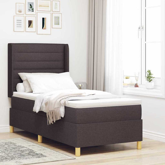 vidaXL Κρεβάτι με ελατήρια με κεφαλάρι Καφέ 90 x 200 cm ύφασμα