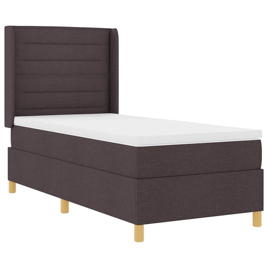 vidaXL Κρεβάτι με ελατήρια με κεφαλάρι Καφέ 90 x 200 cm ύφασμα