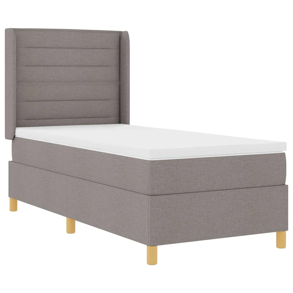 vidaXL Κρεβάτι με ελατήρια με στρώμα Taupe 90 x 200 cm ύφασμα