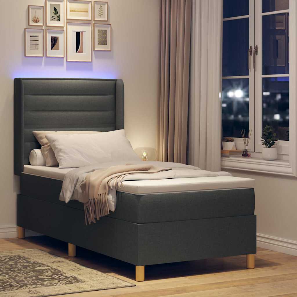 vidaXL Κρεβάτι με ελατήρια με στρώμα Γκρι 100 x 200 cm ύφασμα