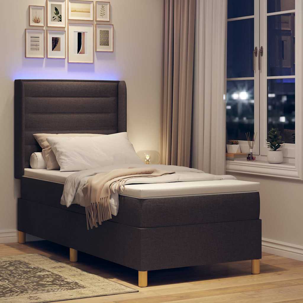 vidaXL Κρεβάτι με ελατήρια με κεφαλάρι Καφέ 100 x 200 cm ύφασμα