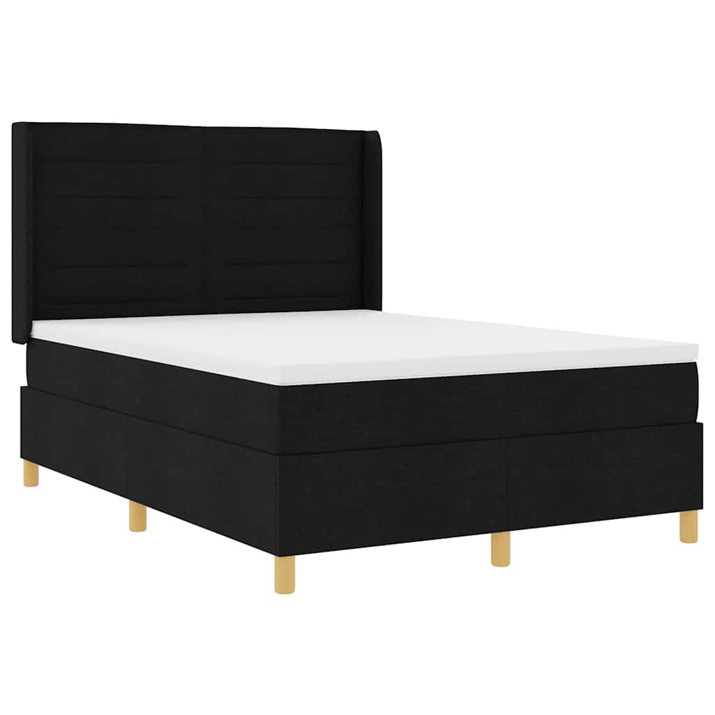 vidaXL Κρεβάτι με ελατήρια με στρώμα Μαύρο 140 x 190 cm ύφασμα