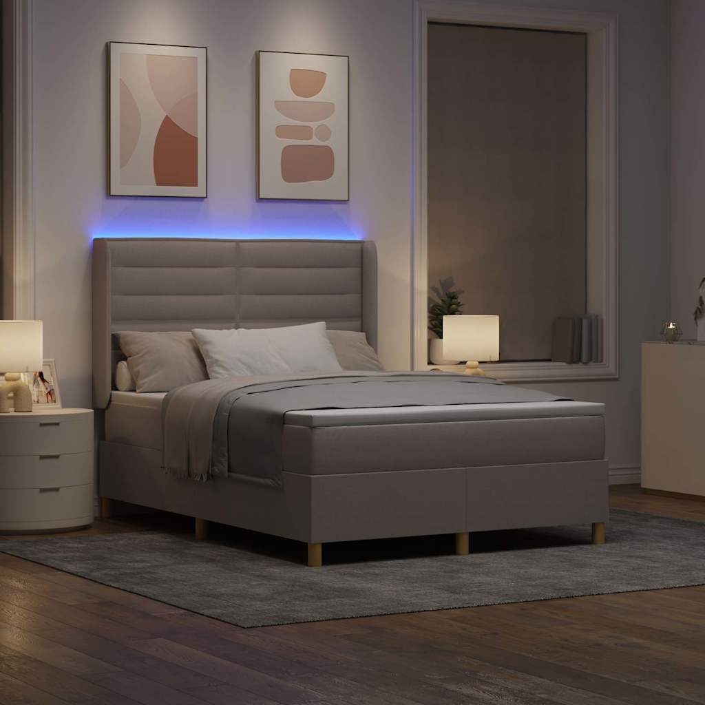 vidaXL Κρεβάτι με ελατήρια με κεφαλάρι Taupe 140 x 190 cm ύφασμα