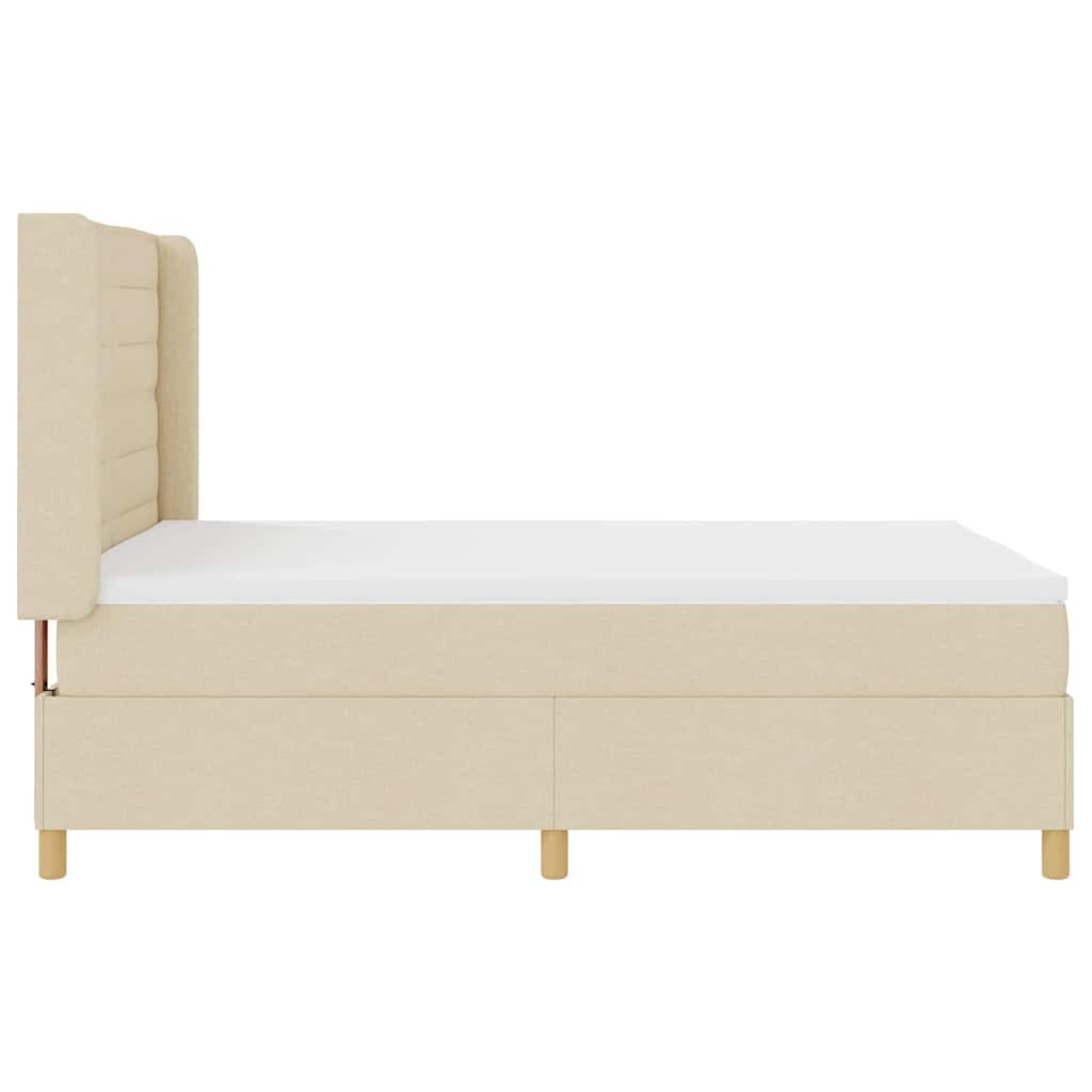 vidaXL Κρεβάτι με ελατήρια με κεφαλάρι Κρεμ 140 x 190 cm ύφασμα