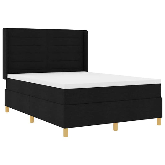 vidaXL Κρεβάτι με ελατήρια με κεφαλάρι Μαύρο 140 x 200 cm ύφασμα