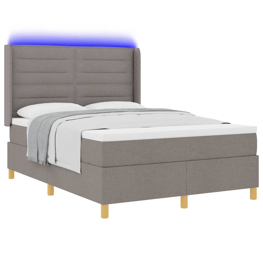 vidaXL Κρεβάτι με ελατήρια με κεφαλάρι Taupe 140 x 200 cm ύφασμα