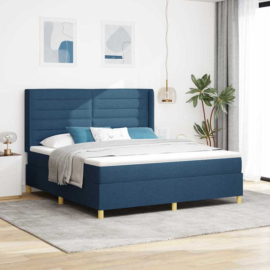 vidaXL Κρεβάτι με ελατήρια με κεφαλάρι Μπλε 180 x 200 cm ύφασμα