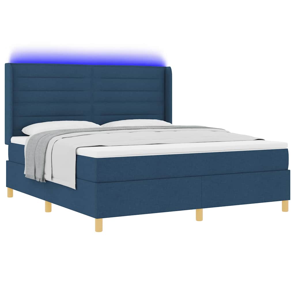 vidaXL Κρεβάτι με ελατήρια με κεφαλάρι Μπλε 180 x 200 cm ύφασμα