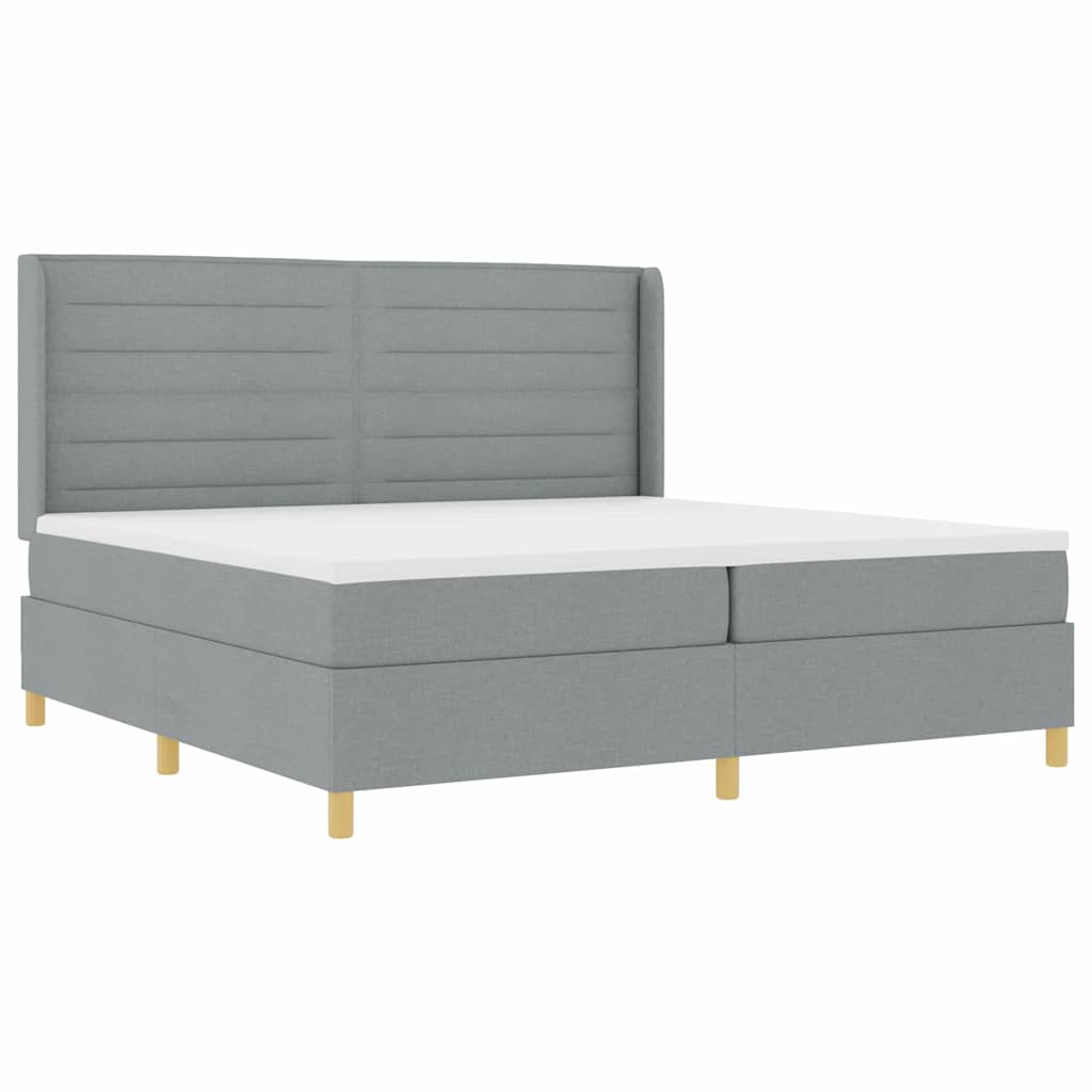 vidaXL Κρεβάτι με ελατήρια Ανοιχτό γκρι 200 x 200 cm ύφασμα
