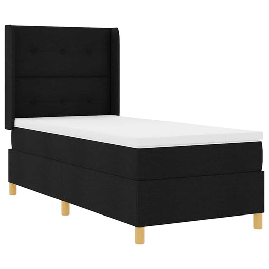 vidaXL Κρεβάτι με ελατήρια με κεφαλάρι Μαύρο 80 x 200 cm ύφασμα