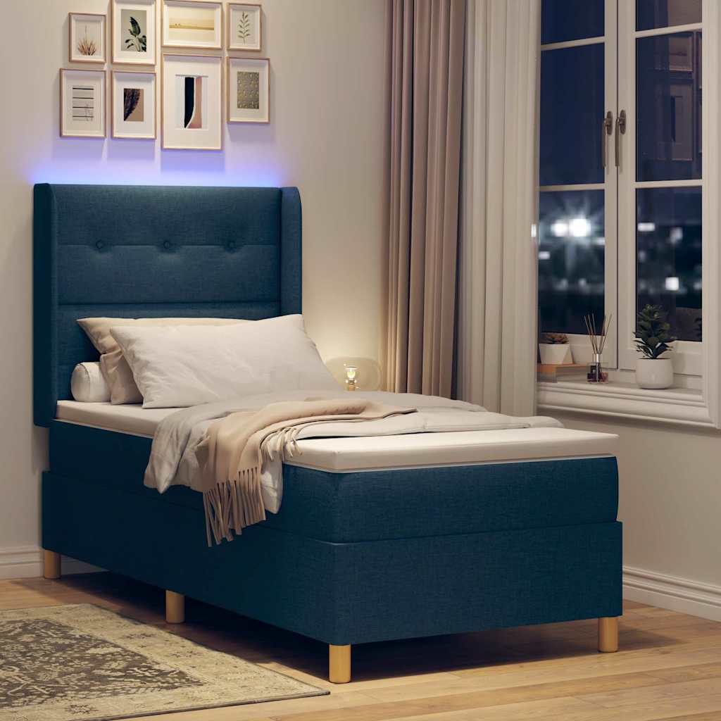 vidaXL Κρεβάτι με ελατήρια με κεφαλάρι Μπλε 80 x 200 cm ύφασμα