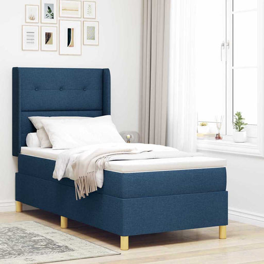 vidaXL Κρεβάτι με ελατήρια με κεφαλάρι Μπλε 80 x 200 cm ύφασμα