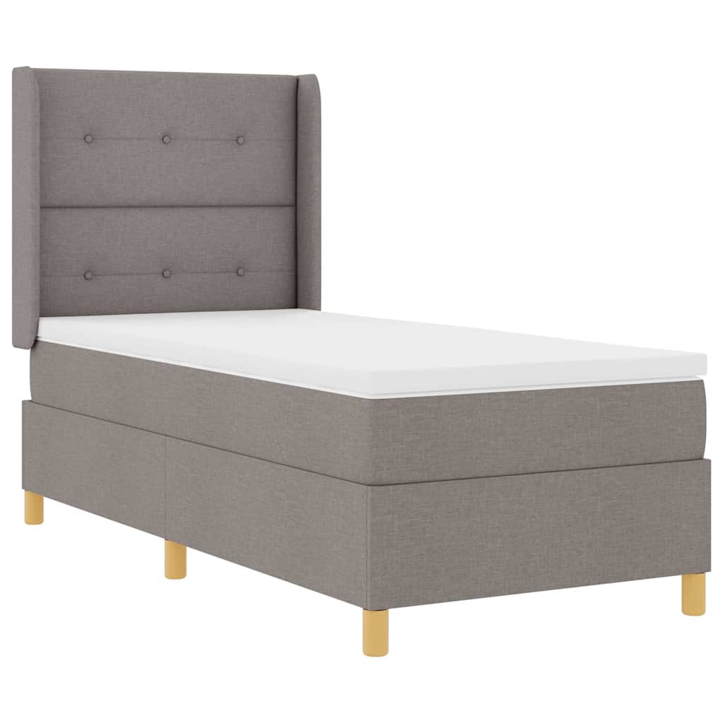 vidaXL Κρεβάτι με ελατήρια με κεφαλάρι Taupe 90 x 190 cm ύφασμα