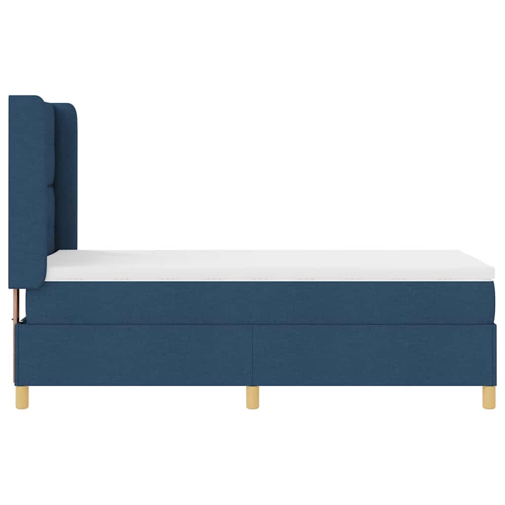 vidaXL Κρεβάτι με ελατήρια με κεφαλάρι Μπλε 90 x 190 cm ύφασμα