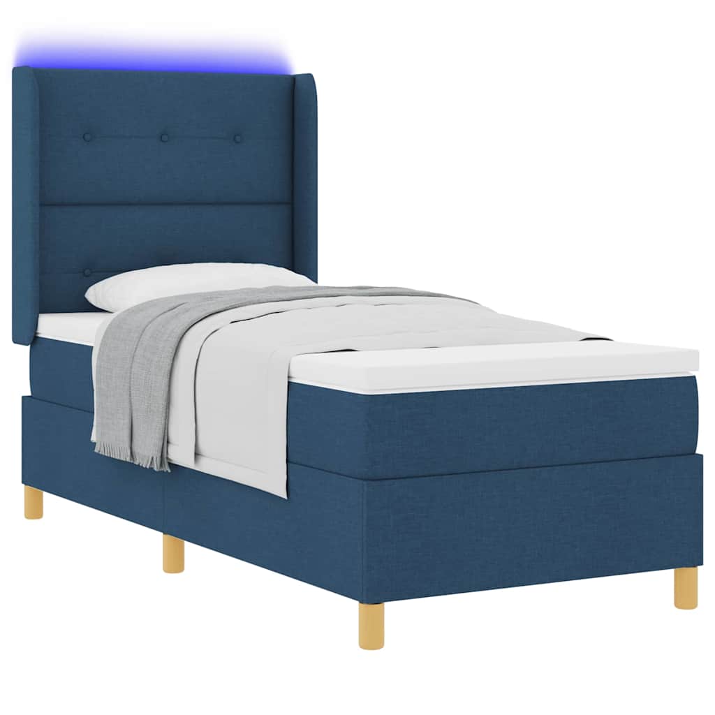 vidaXL Κρεβάτι με ελατήρια με κεφαλάρι Μπλε 90 x 200 cm ύφασμα