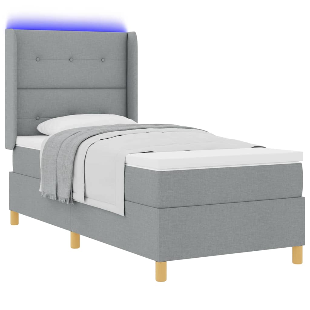 vidaXL Κρεβάτι με ελατήρια Ανοιχτό γκρι 100 x 200 cm ύφασμα