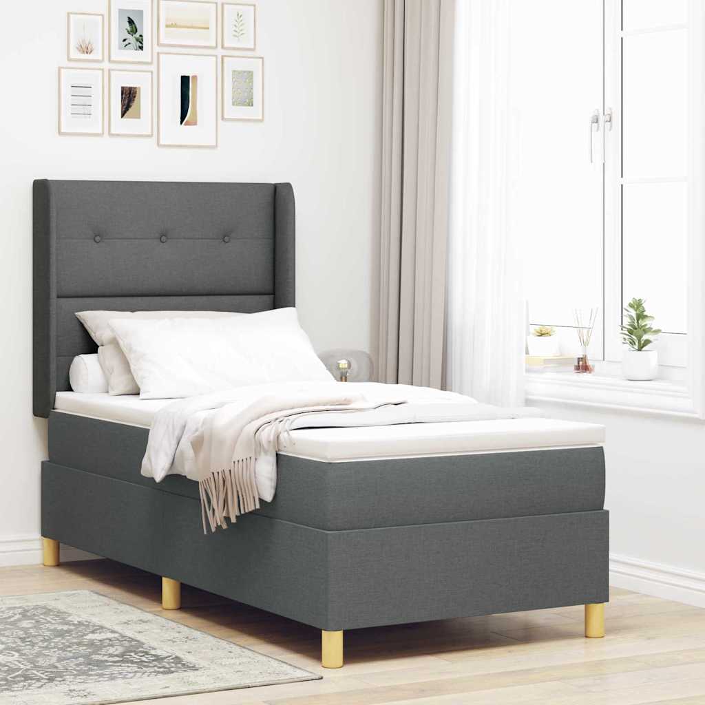 vidaXL Κρεβάτι με ελατήρια με κεφαλάρι Γκρι 100 x 200 cm ύφασμα