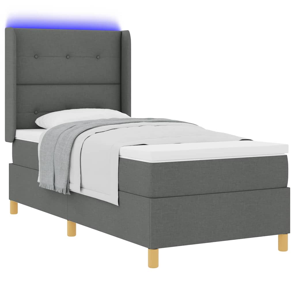 vidaXL Κρεβάτι με ελατήρια με κεφαλάρι Γκρι 100 x 200 cm ύφασμα