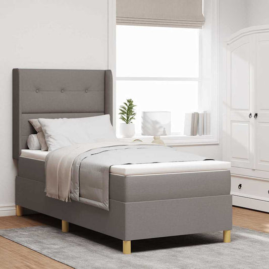 vidaXL Κρεβάτι με ελατήρια με κεφαλάρι Taupe 100 x 200 cm ύφασμα