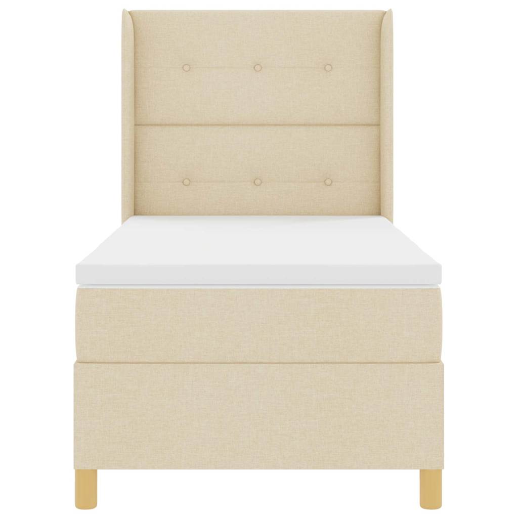 vidaXL Κρεβάτι με ελατήρια με κεφαλάρι Κρεμ 100 x 200 cm ύφασμα