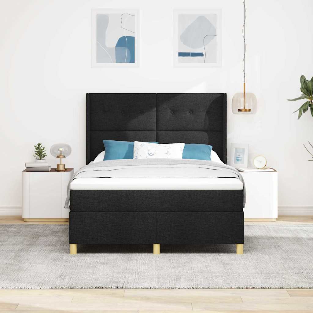 vidaXL Κρεβάτι με ελατήρια με κεφαλάρι Μαύρο 140 x 190 cm ύφασμα