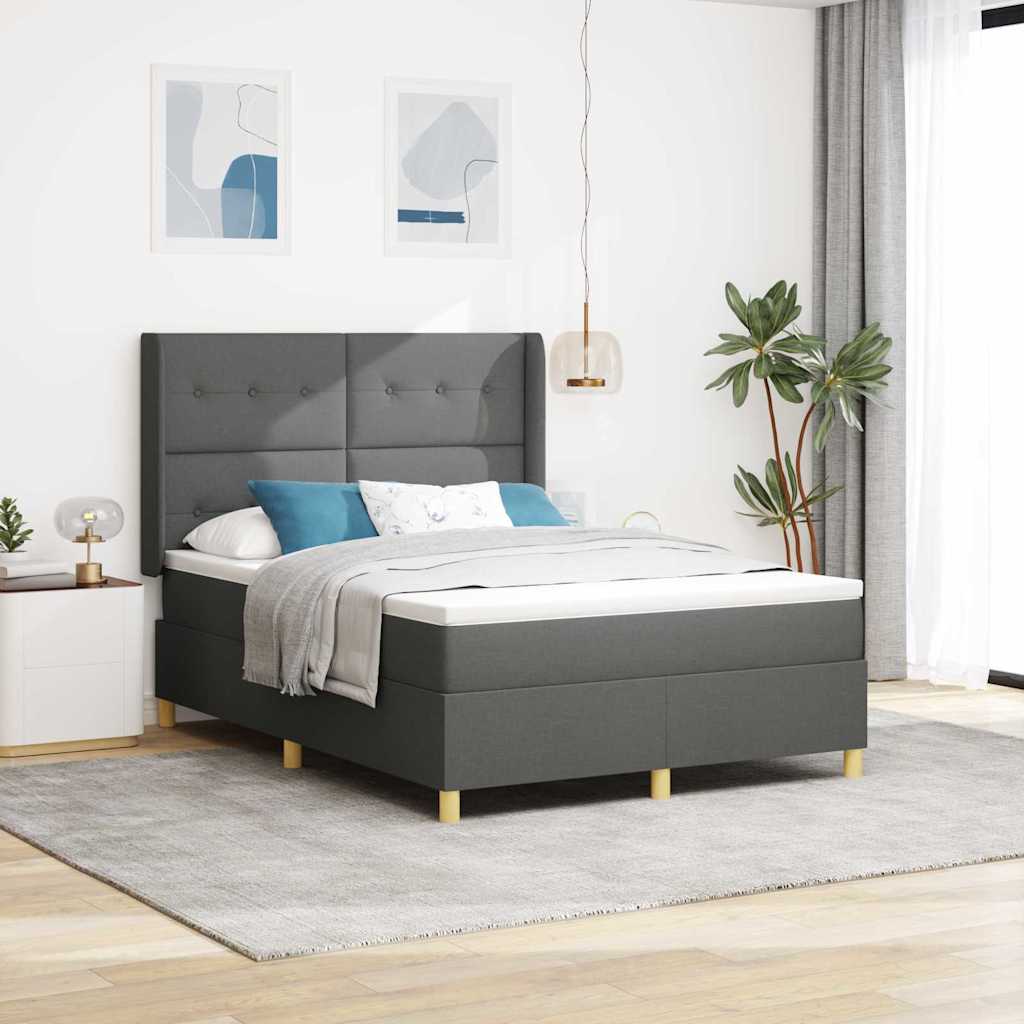 vidaXL Κρεβάτι με ελατήρια με στρώμα Γκρι 140 x 200 cm ύφασμα