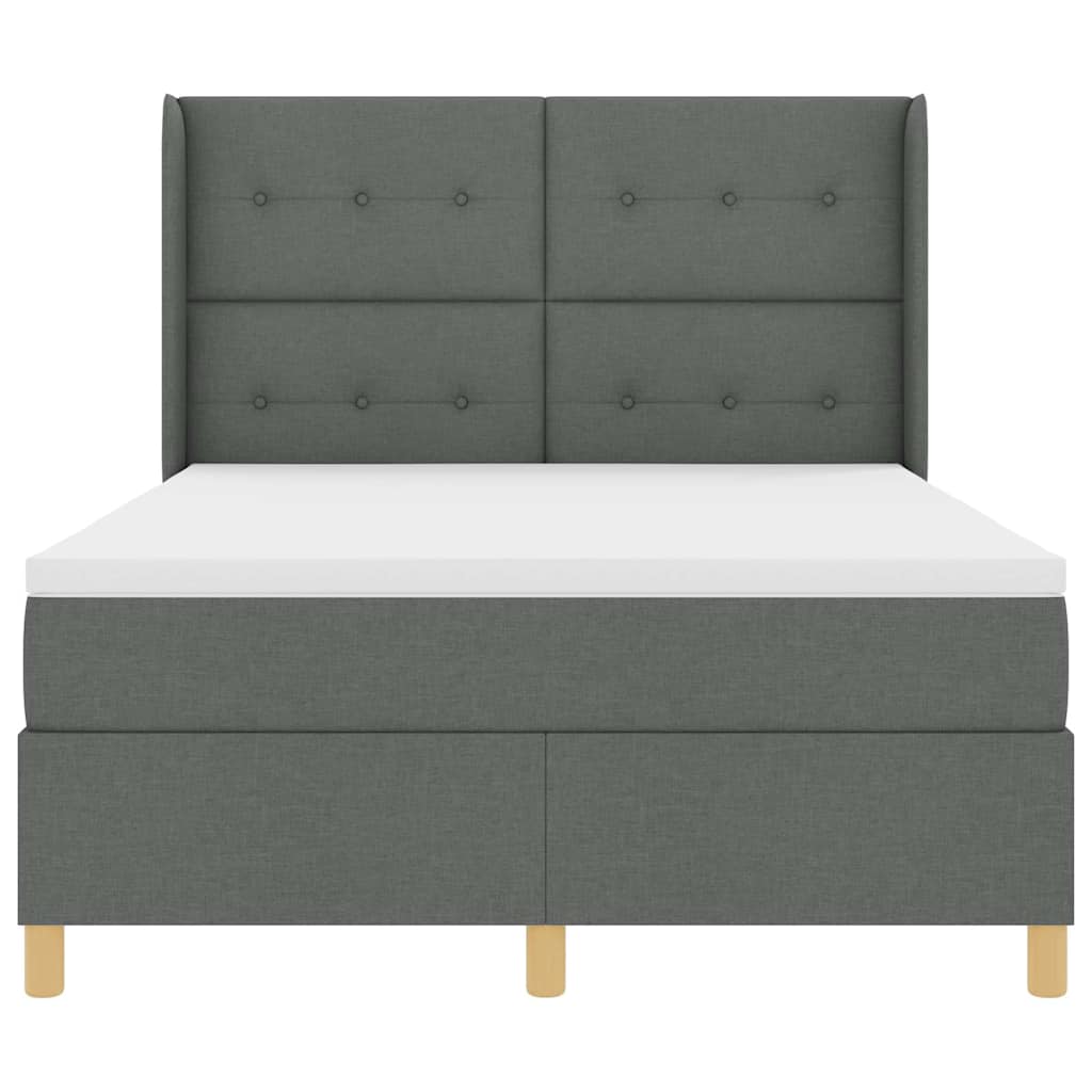 vidaXL Κρεβάτι με ελατήρια με στρώμα Γκρι 140 x 200 cm ύφασμα