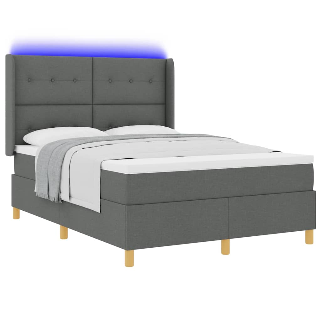 vidaXL Κρεβάτι με ελατήρια με στρώμα Γκρι 140 x 200 cm ύφασμα