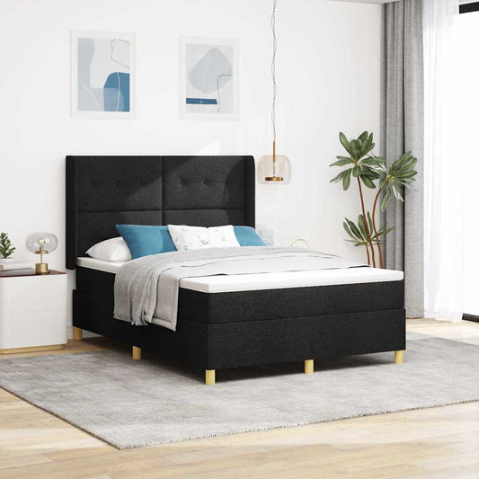 vidaXL Κρεβάτι με ελατήρια με κεφαλάρι Μαύρο 140 x 200 cm ύφασμα