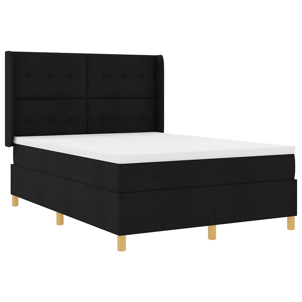 vidaXL Κρεβάτι με ελατήρια με κεφαλάρι Μαύρο 140 x 200 cm ύφασμα