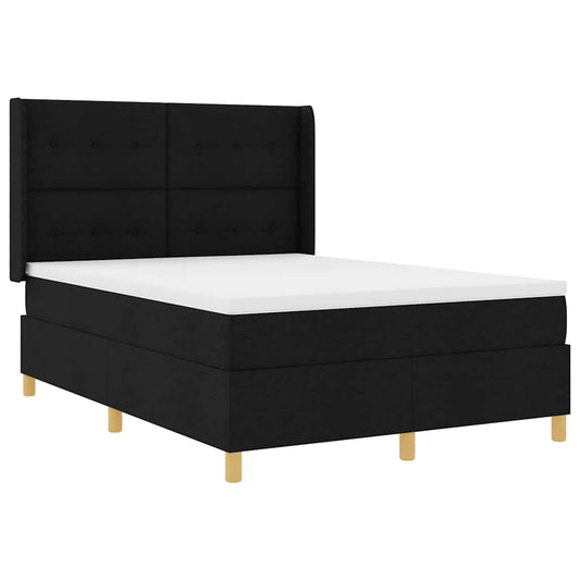 vidaXL Κρεβάτι με ελατήρια με κεφαλάρι Μαύρο 140 x 200 cm ύφασμα