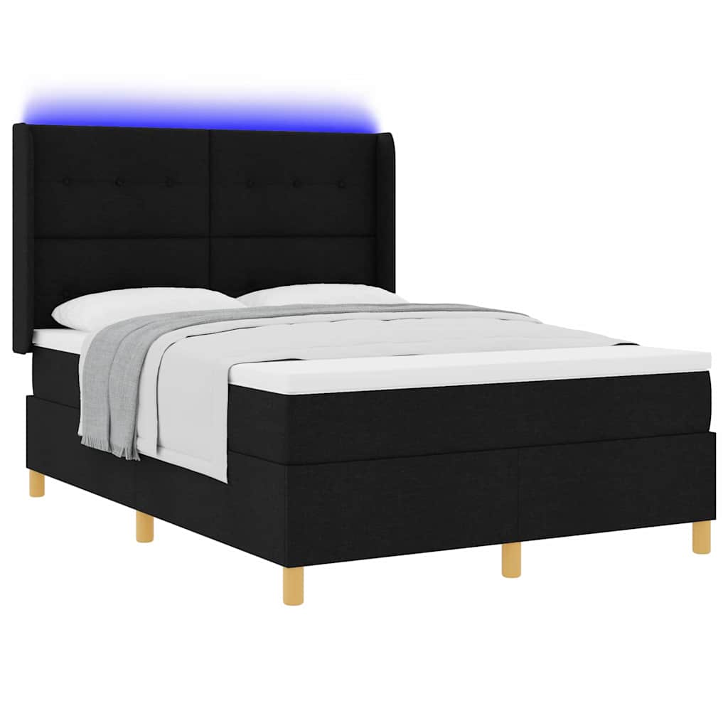vidaXL Κρεβάτι με ελατήρια με κεφαλάρι Μαύρο 140 x 200 cm ύφασμα