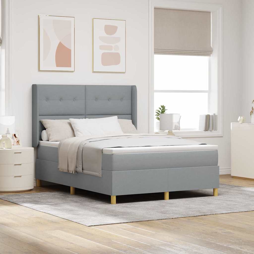 vidaXL Κρεβάτι με ελατήρια Ανοιχτό γκρι 160 x 200 cm ύφασμα