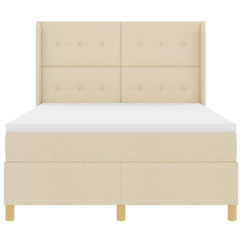 vidaXL Κρεβάτι με ελατήρια με κεφαλάρι Κρεμ 160 x 200 cm ύφασμα