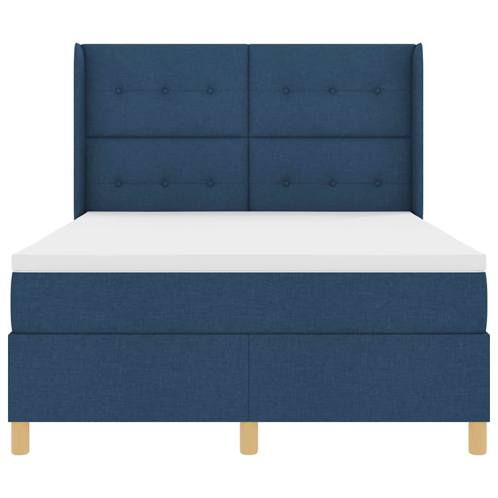 vidaXL Κρεβάτι με ελατήρια με κεφαλάρι Μπλε 160 x 200 cm ύφασμα