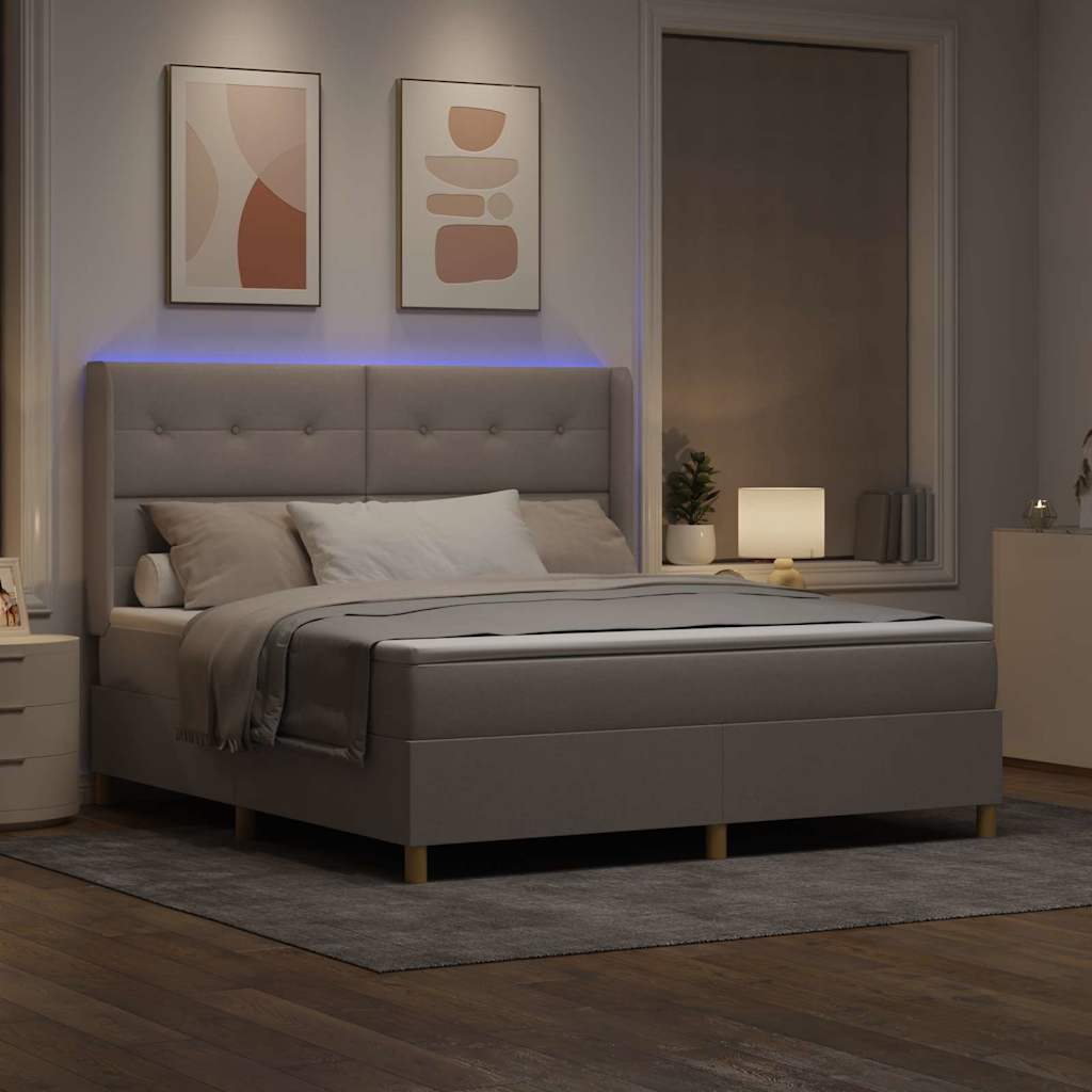 vidaXL Κρεβάτι με ελατήρια με κεφαλάρι Taupe 180 x 200 cm ύφασμα