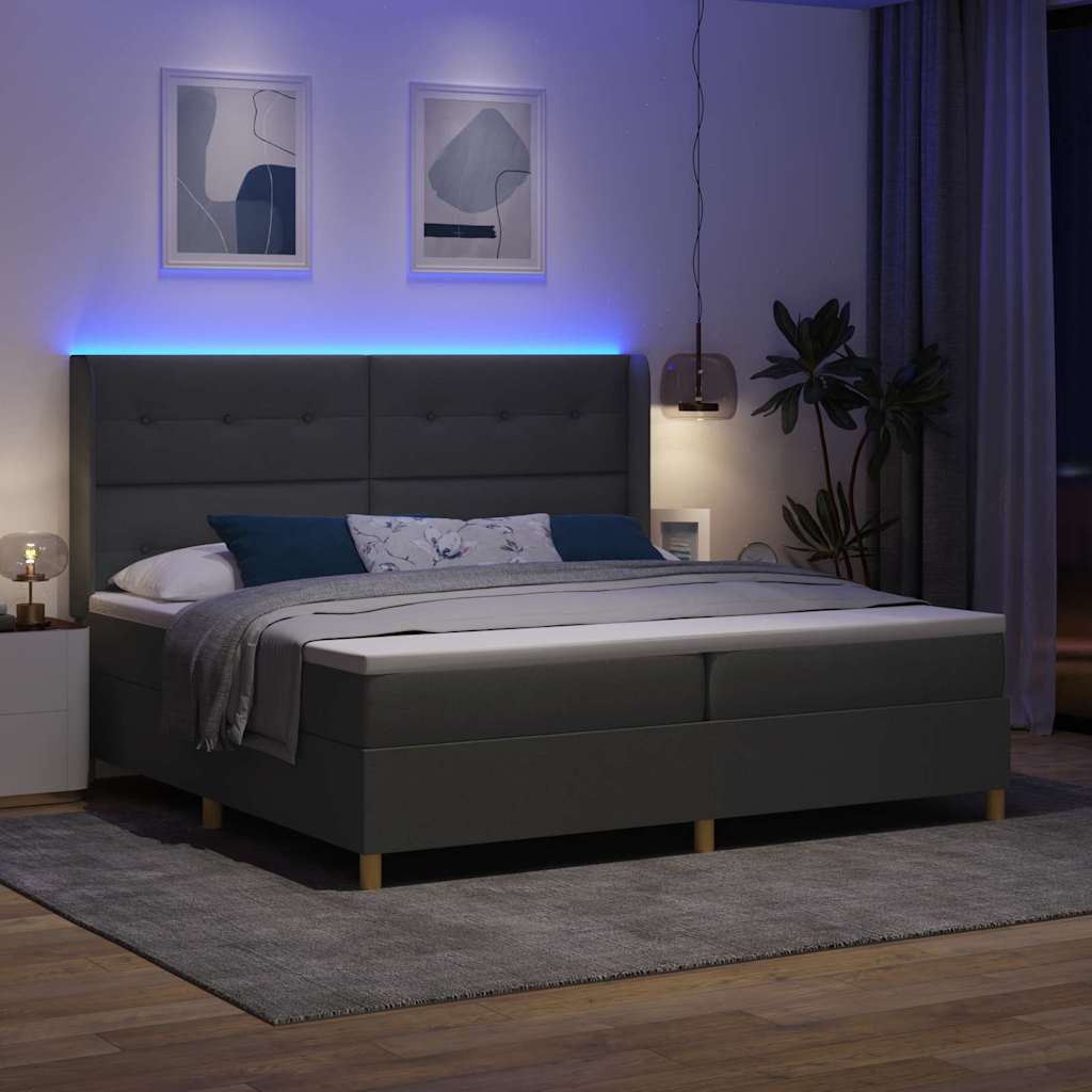 vidaXL Κρεβάτι με ελατήρια με κεφαλάρι Γκρι 200 x 200 cm ύφασμα