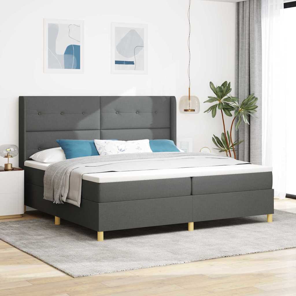vidaXL Κρεβάτι με ελατήρια με κεφαλάρι Γκρι 200 x 200 cm ύφασμα