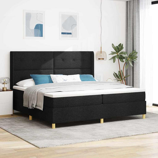 vidaXL Κρεβάτι με ελατήρια με κεφαλάρι Μαύρο 200 x 200 cm ύφασμα