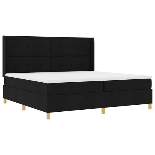 vidaXL Κρεβάτι με ελατήρια με κεφαλάρι Μαύρο 200 x 200 cm ύφασμα