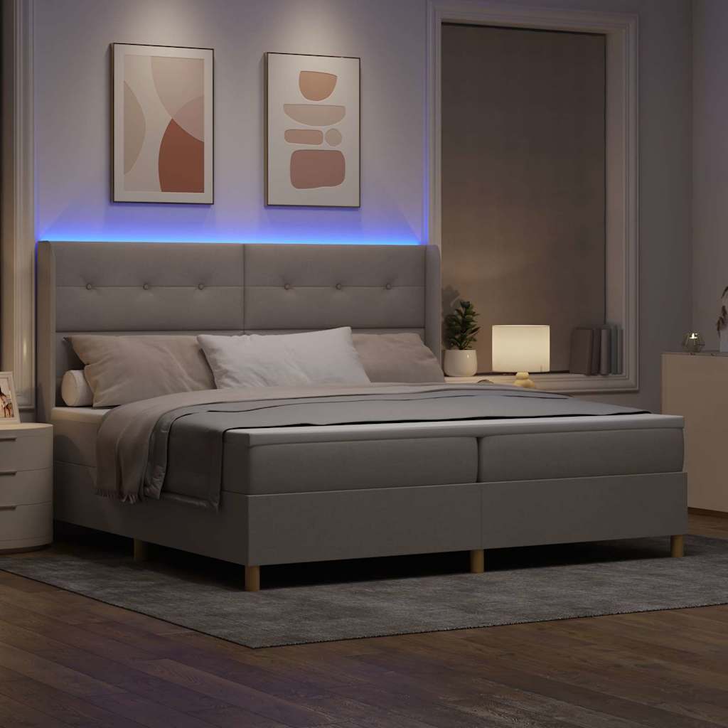 vidaXL Κρεβάτι με ελατήρια με κεφαλάρι Taupe 200 x 200 cm ύφασμα