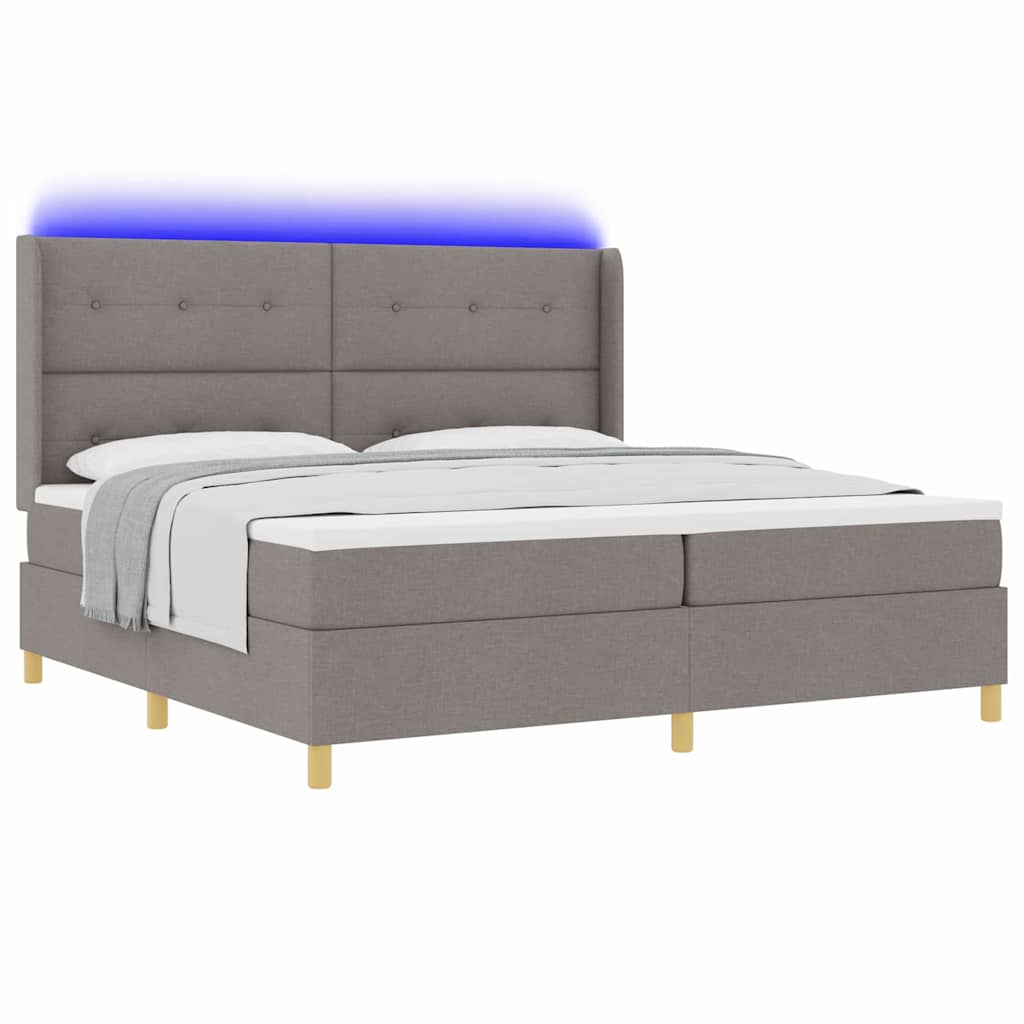 vidaXL Κρεβάτι με ελατήρια με κεφαλάρι Taupe 200 x 200 cm ύφασμα