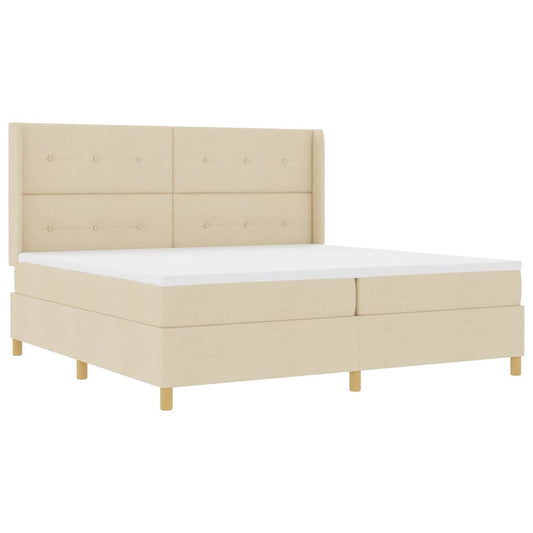 vidaXL Κρεβάτι με ελατήρια με κεφαλάρι Κρεμ 200 x 200 cm ύφασμα