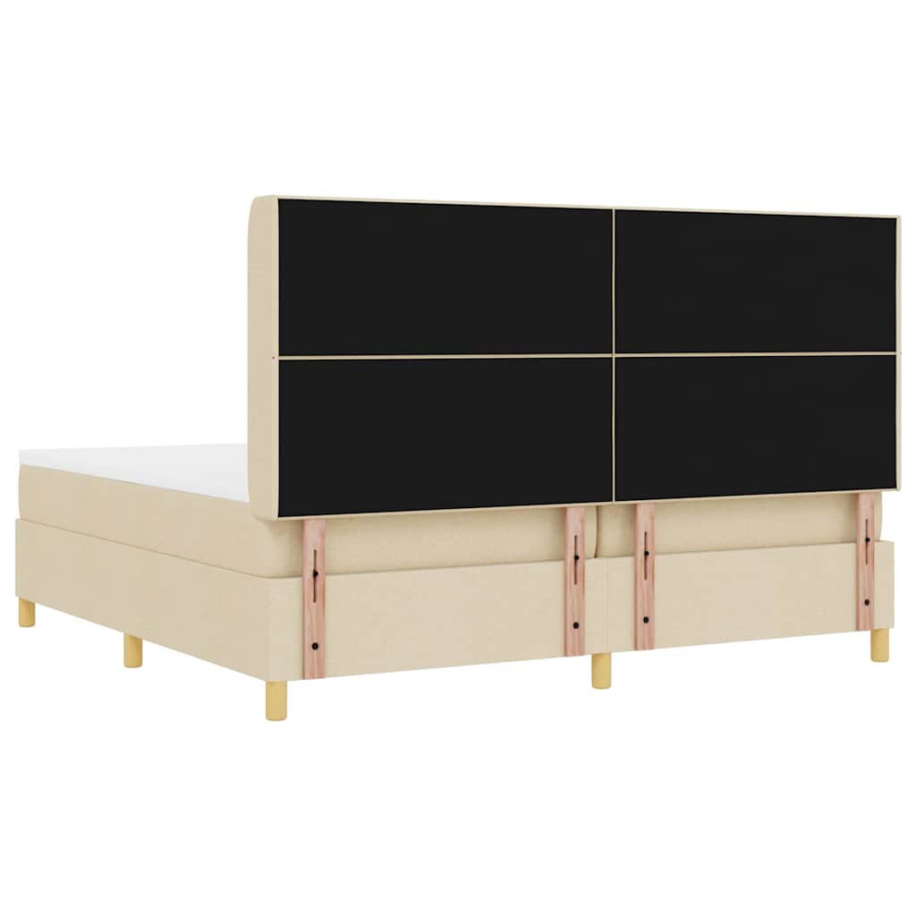 vidaXL Κρεβάτι με ελατήρια με κεφαλάρι Κρεμ 200 x 200 cm ύφασμα