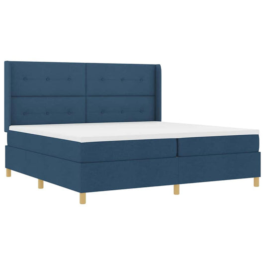 vidaXL Κρεβάτι με ελατήρια με κεφαλάρι Μπλε 200 x 200 cm ύφασμα