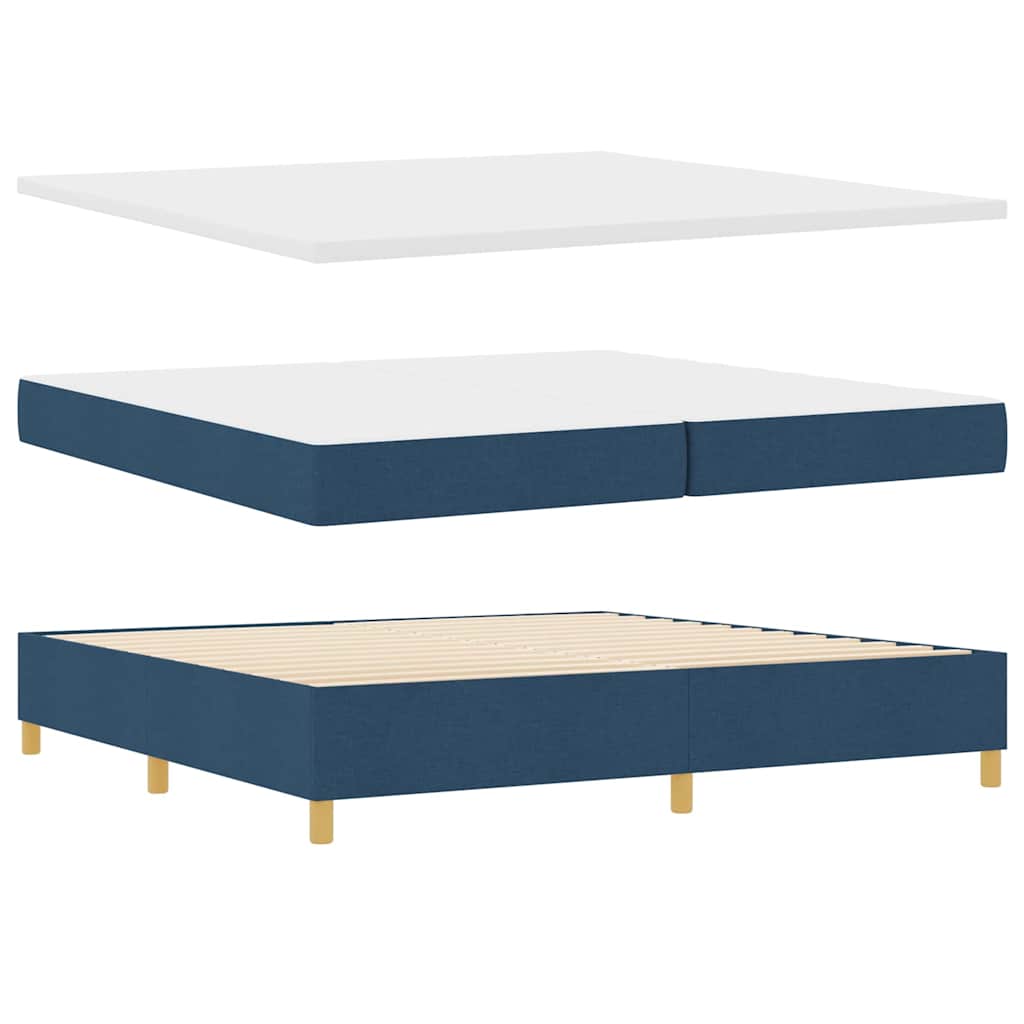 vidaXL Κρεβάτι με ελατήρια με κεφαλάρι Μπλε 200 x 200 cm ύφασμα