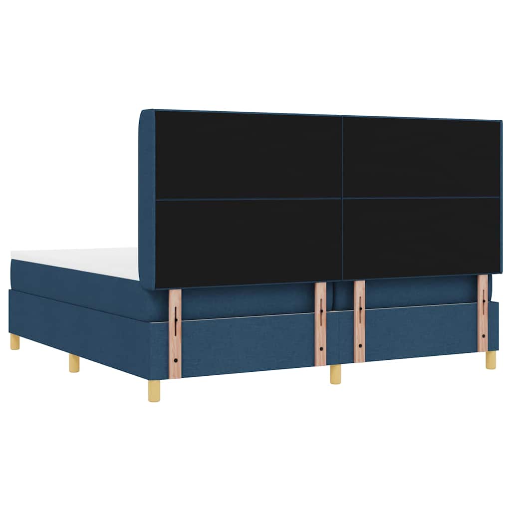 vidaXL Κρεβάτι με ελατήρια με κεφαλάρι Μπλε 200 x 200 cm ύφασμα