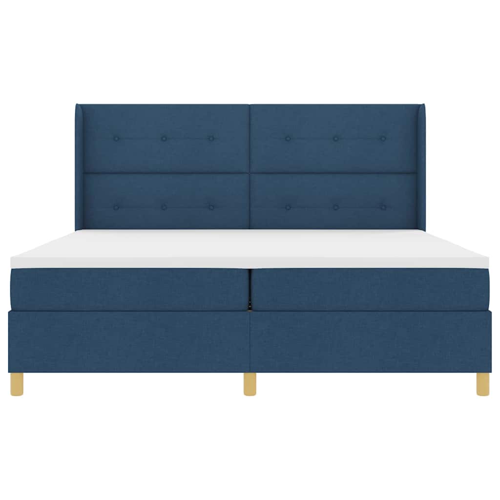 vidaXL Κρεβάτι με ελατήρια με κεφαλάρι Μπλε 200 x 200 cm ύφασμα